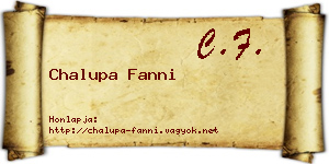 Chalupa Fanni névjegykártya